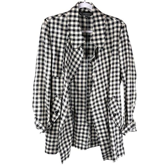 Crown Linen Designs 100% Linen black white gingham women’s XS open front Jacket - Picture 1 of 8